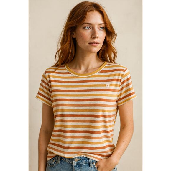 NEW Loft Vintage soft Sz Large 90s stripes nostalgia short sleeve layering top - Picture 1 of 8